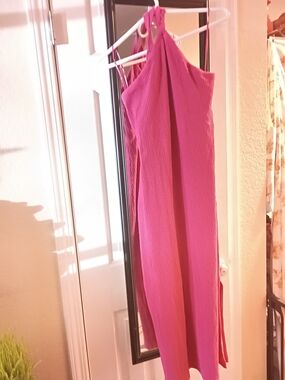Brand New Old Navy Ribbed Halter Maxi Dress in Bright Pink